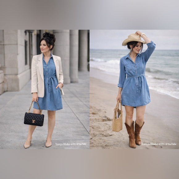 Blue Denim Shirt Dress Thyme Chambray Shirt Dress – Size XS - Picture 15 of 15